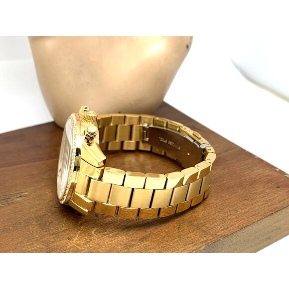 Michael Kors Women's Watch MK6356 Ritz Gemmed Quartz 37mm Gold Stainless Steel - Picture 9 of 14